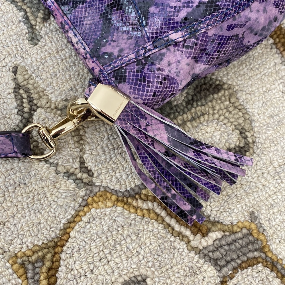 💕 B. Makowsky purple black snakeskin leather crossbody bag 💕 - Picture 4 of 14
